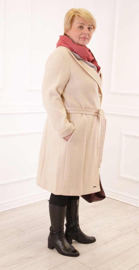 Płaszcz FPL1026 BEŻOWY JASNY