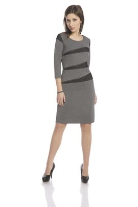 Sukienka FSU324 SZARY CZARNY