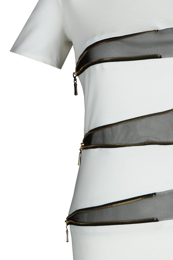 Sukienka FSU349 EKRI CZARNY