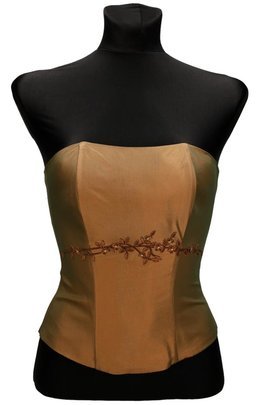 Gorset FGR042 MIEDZIANO-ZIELONY tafta