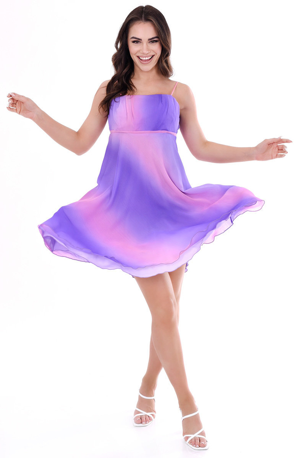 Sukienka FSU1118 WRZOSOWY+RÓŻOWY