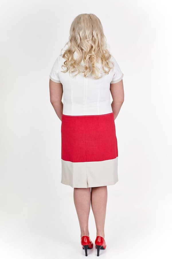 Sukienka FSU779  EKRI + AMARANTOWY ŚREDNI