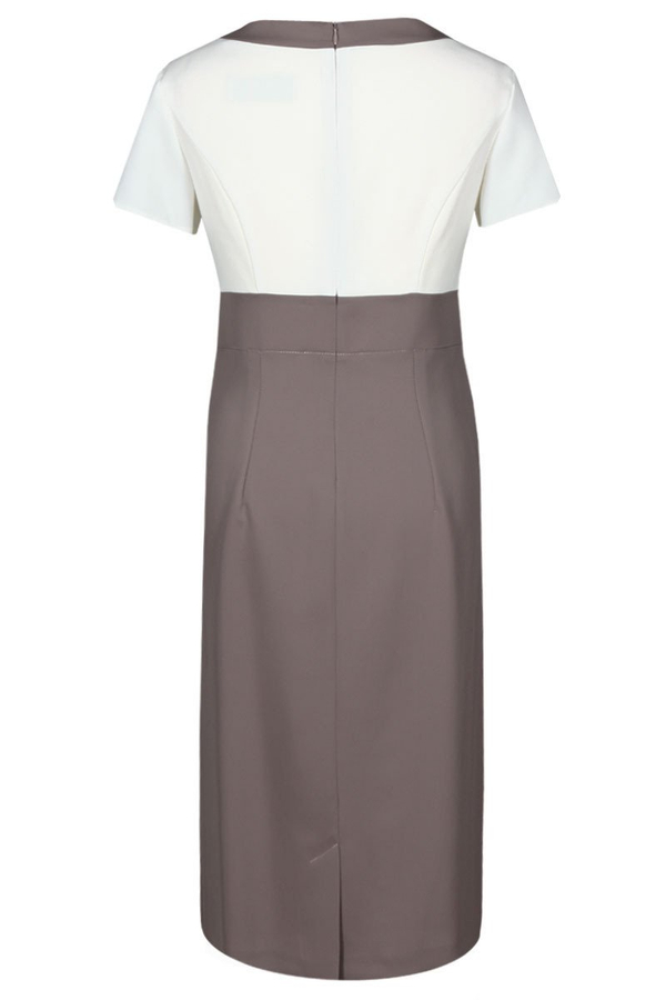 Sukienka FSU909 BEŻOWY CIEMNY + EKRI