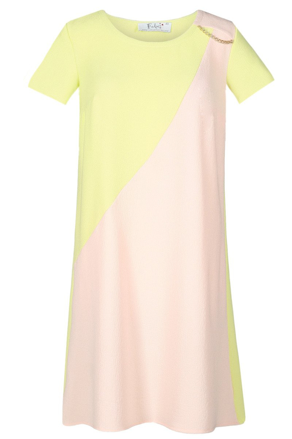 Sukienka FSU667 LIMONKA + ŁOSOSIOWY JASNY
