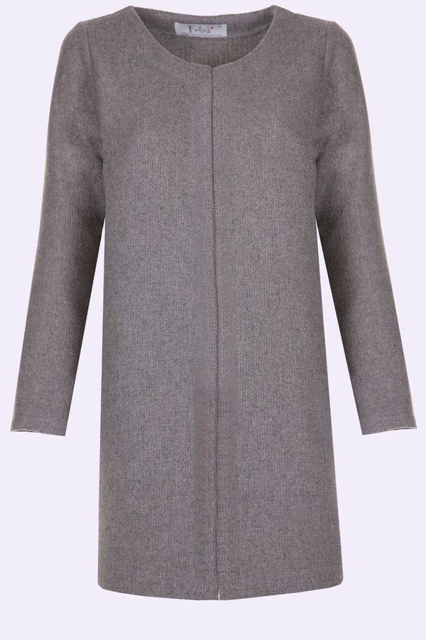 Płaszcz FPL886 SZARY JASNY gładki