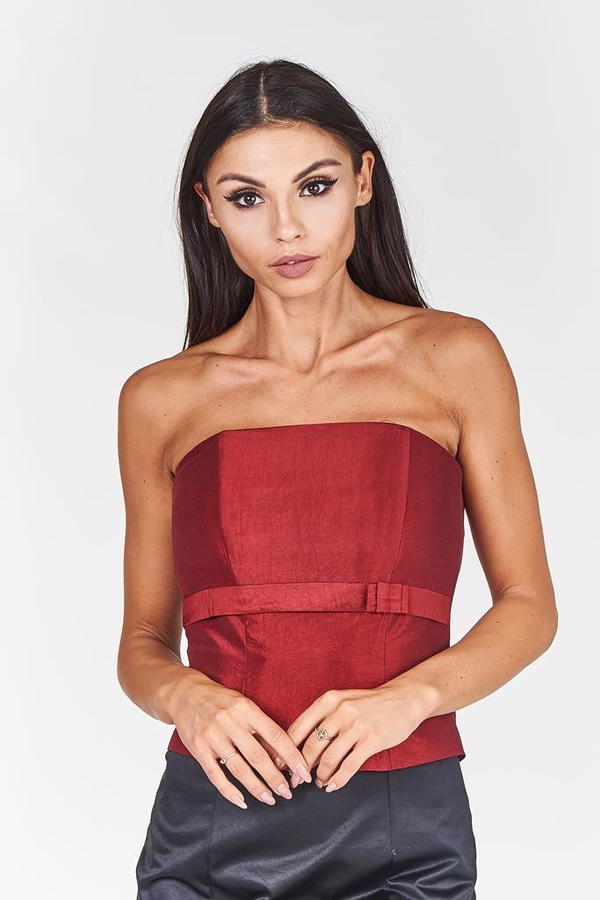 Gorset FGR082  CZERWONY MOCNY tafta