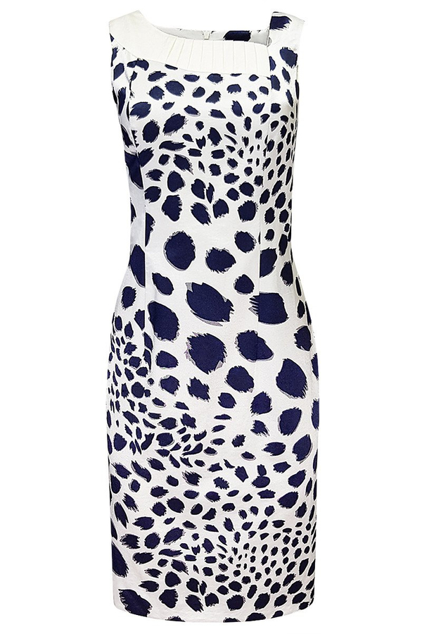 Sukienka FSU915 EKRI + GRANATOWY