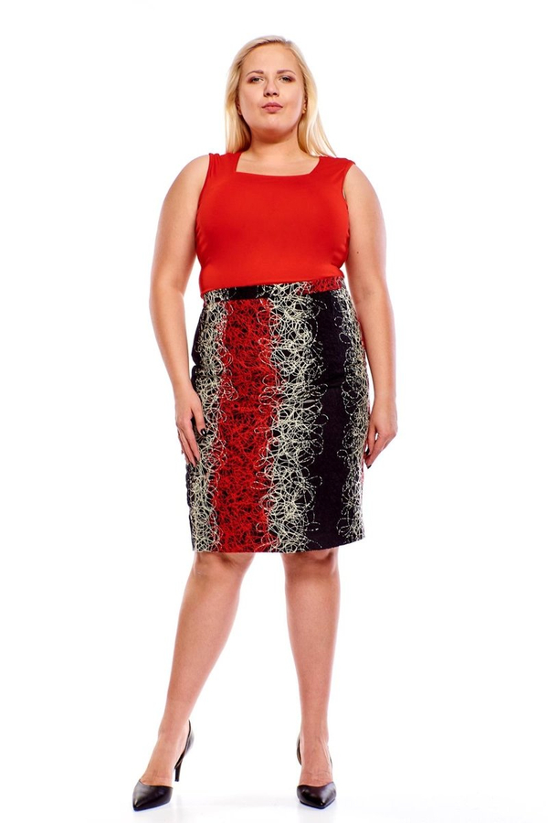 Spódnica FSP641 CZARNY + CZERWONY bazgroły