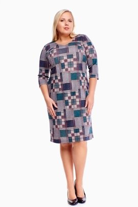 Sukienka FSU893 ZIELONY + SZARY krata