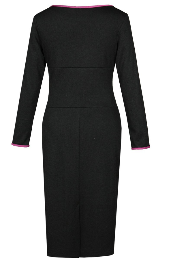 Sukienka FSU761 CZARNY + AMARANTOWY ŚREDNI