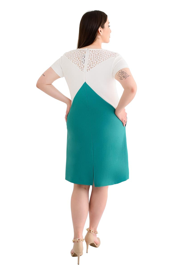 Sukienka FSU1051  ZIELONY + EKRI