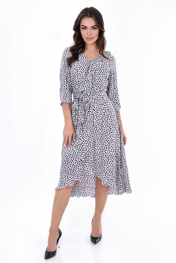 Sukienka FSU1073 EKRI czarne kwiatki