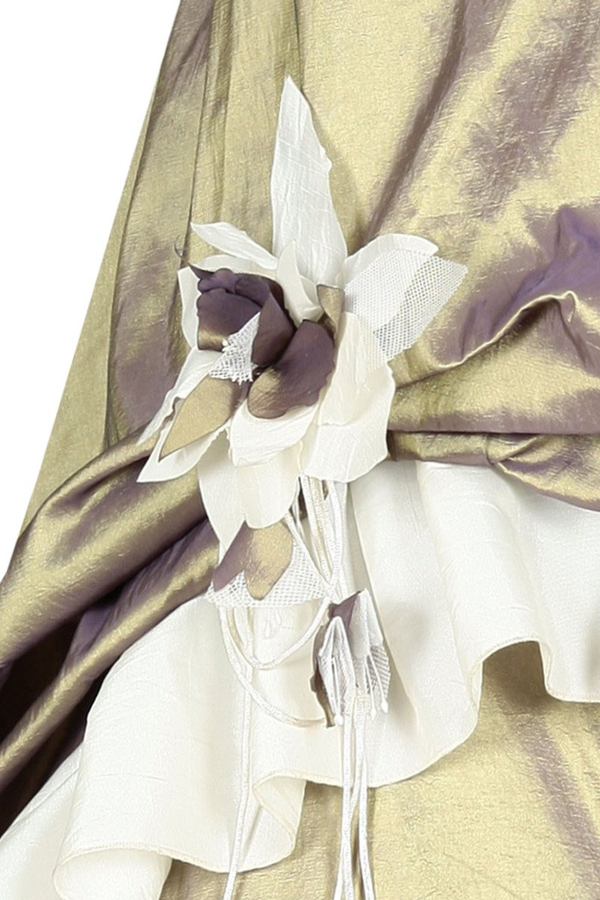 Sukienka FSU074 ZIELONY ZGNIŁY CIEMNY  EKRI