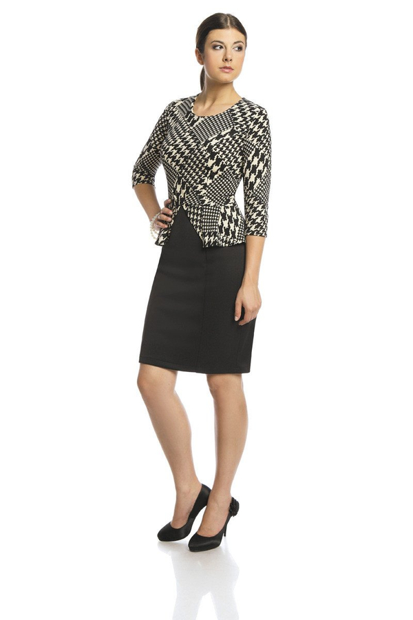 Sukienka FSU416 CZARNY EKRI