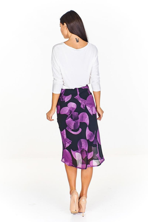 Spódnica FSP771 CZARNY + ŚLIWKOWY kratka