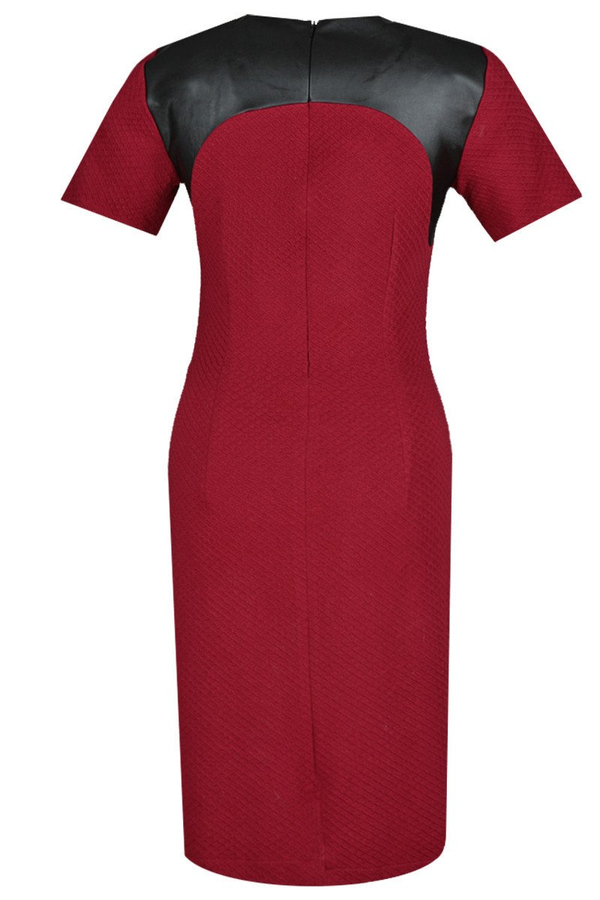 Sukienka FSU646  CZERWONY MOCNY + CZARNY