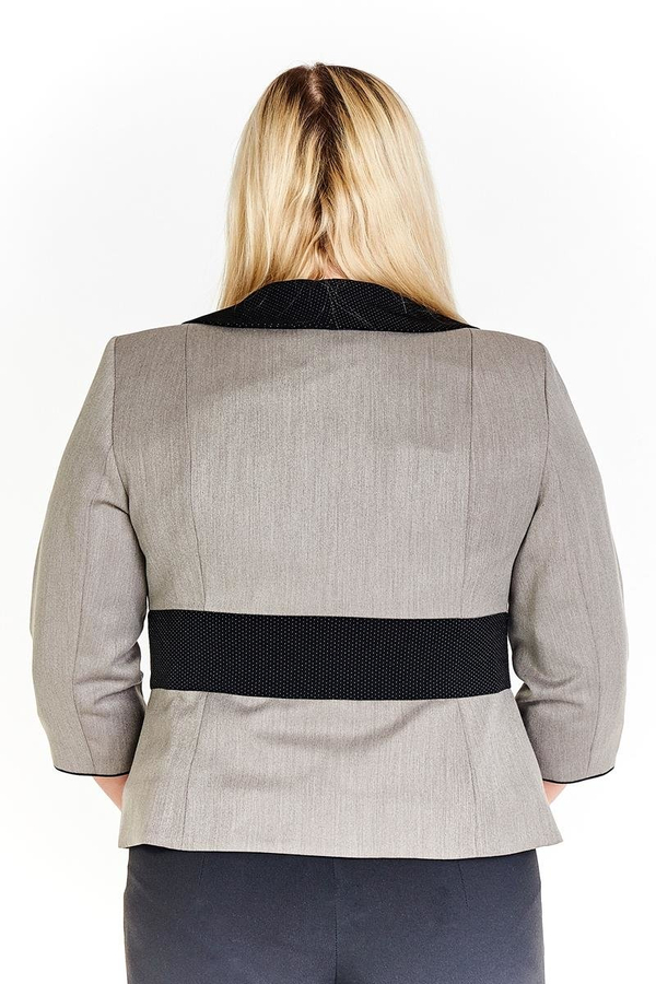 Żakiet FZA916 SZAROBEŻOWY + CZARNY kropki kołnierz