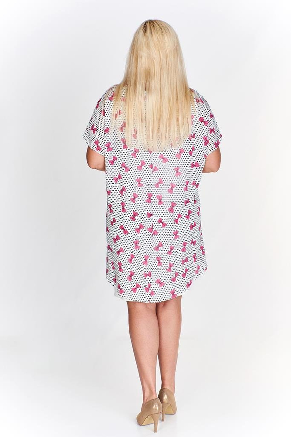 Sukienka FSU620 EKRI + AMARANTOWY kokarda
