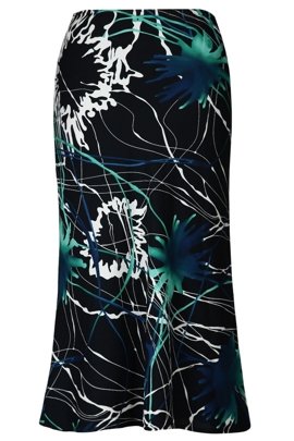 Spódnica FSP771 GRANATOWY + TURKUSOWY ŚREDNI wzór