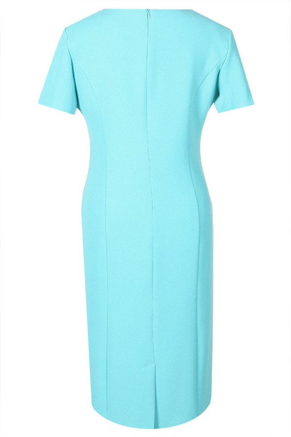 Sukienka FSU899 TURKUSOWY + EKRI