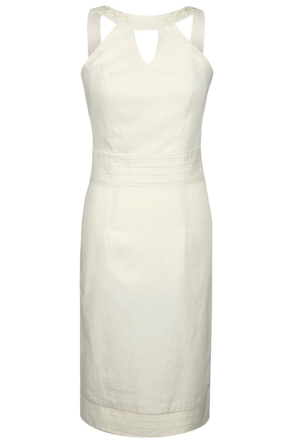 Sukienka FSU673 EKRI CIEMNY+ ZŁOTA