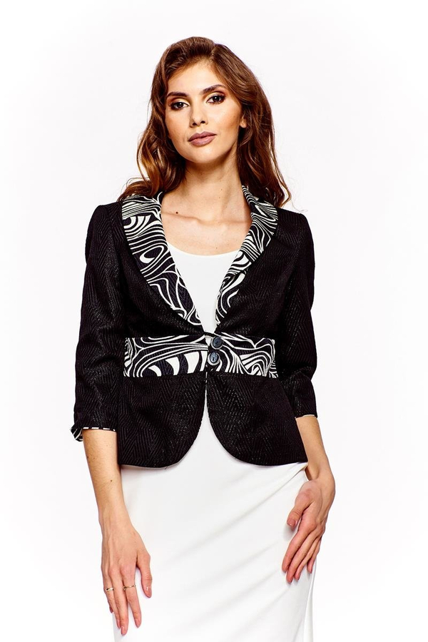 Żakiet FZA916 CZARNY srebrna nić zygzag