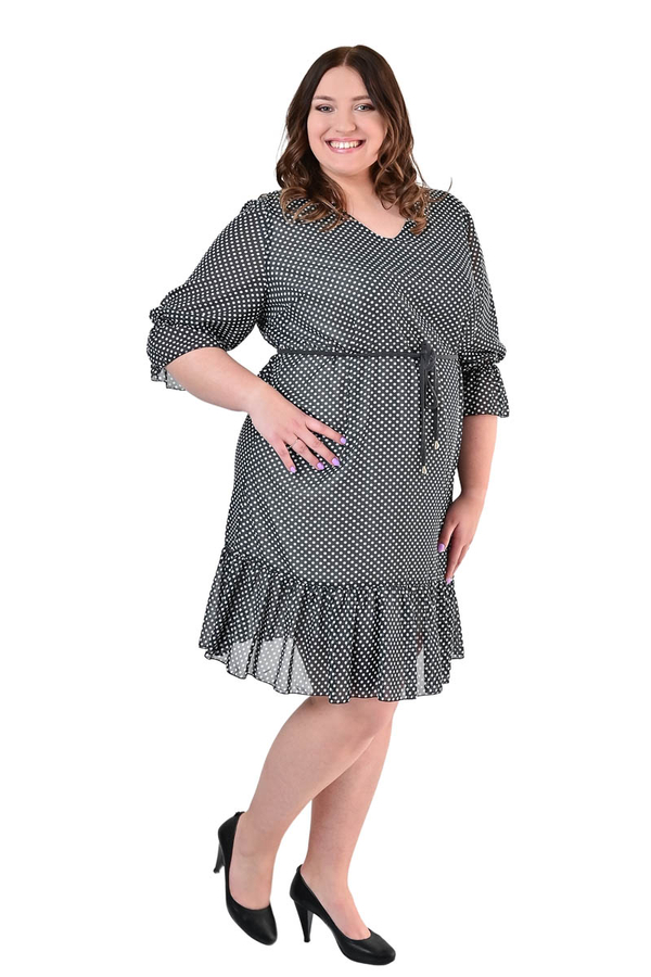 Sukienka FSU1048 ZIELONY CIEMNY kropki