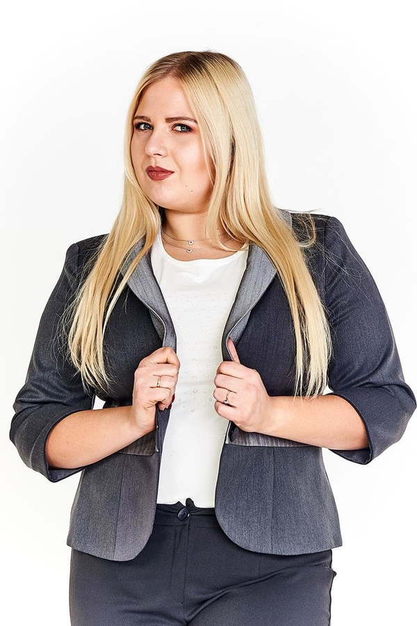 Żakiet FZA916 SZARY CIEMNY + SZARY prążek kołnierz