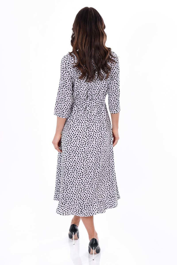 Sukienka FSU1073 EKRI czarne kwiatki