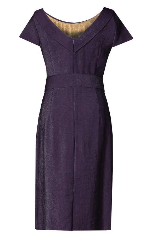 Sukienka FSU199 ŚLIWKOWY CIEMNY srebrna nić