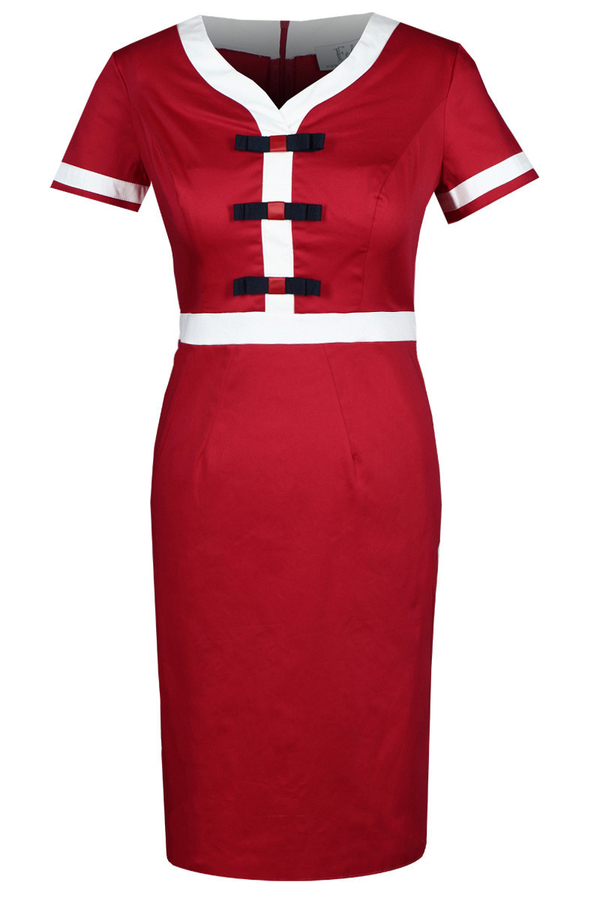 Sukienka FSU257 CZERWONY BIAŁY