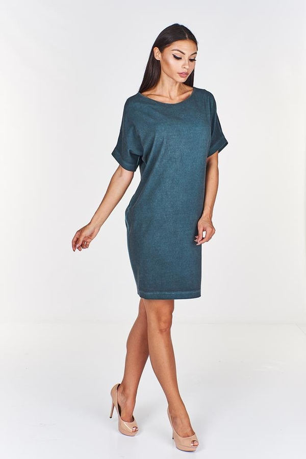 Sukienka FSU766 ZIELONY CIEMNY jeans