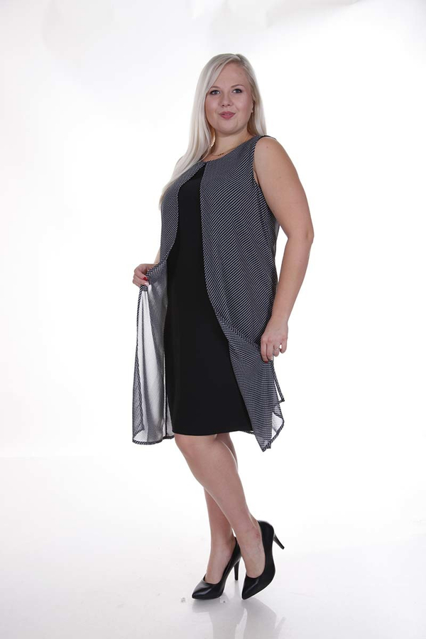 Sukienka FSU878 CZARNY + BIAŁY małe kropki