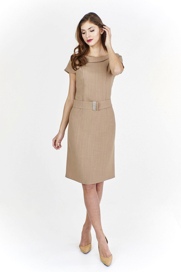 Sukienka FSU199 PIASKOWY CIEMNY