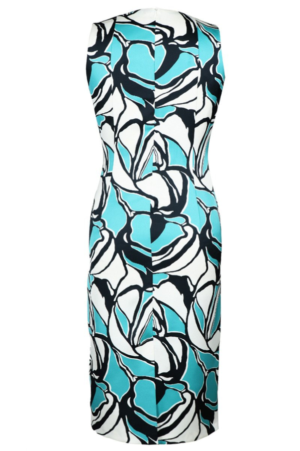 Sukienka FSU915 EKRI + TURKUSOWY