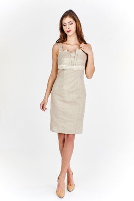 Sukienka FSU926 SZAMPAN + ZŁOTA NIĆ