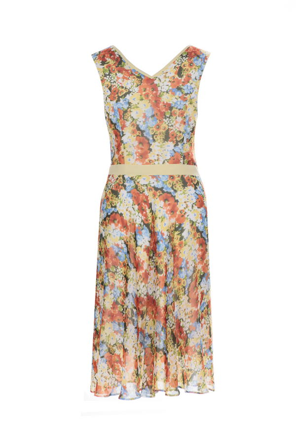 Sukienka FSU626 EKRI+POMARAŃCZOWY MOCNY