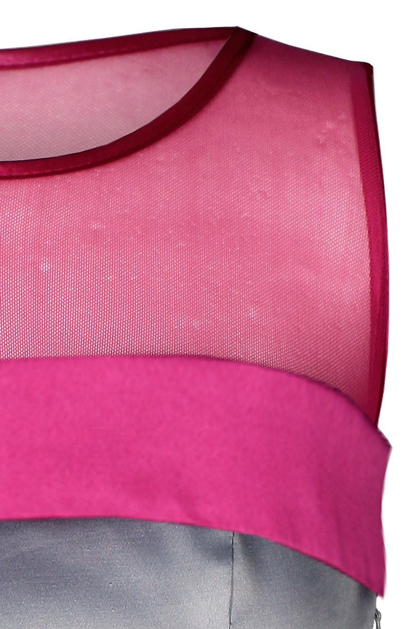 Sukienka FSU1112 SZARY JASNY+AMARANTOWY ŚREDNI