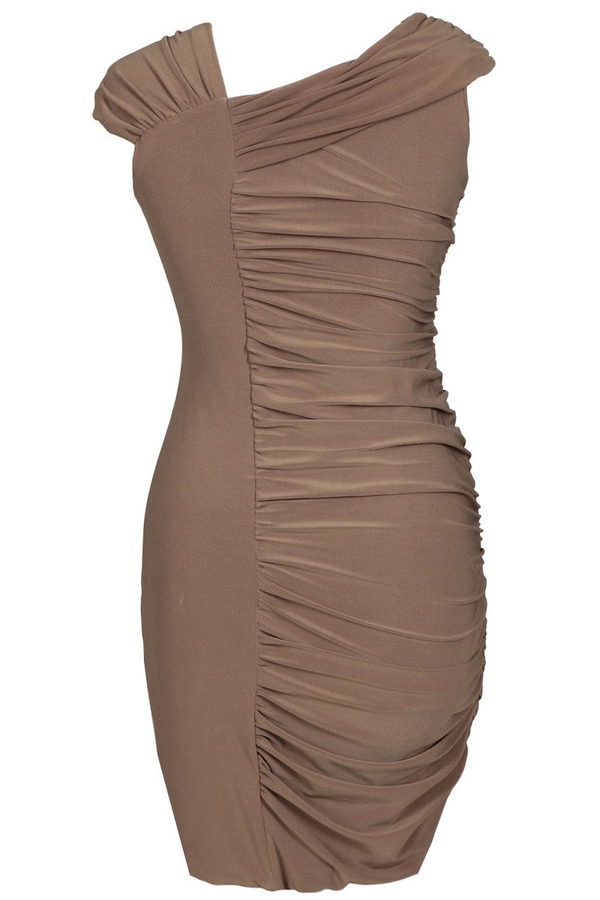 Sukienka FSU198 BEŻOWY CIEMNY