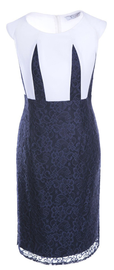 Sukienka FSU605 GRANATOWY + EKRI