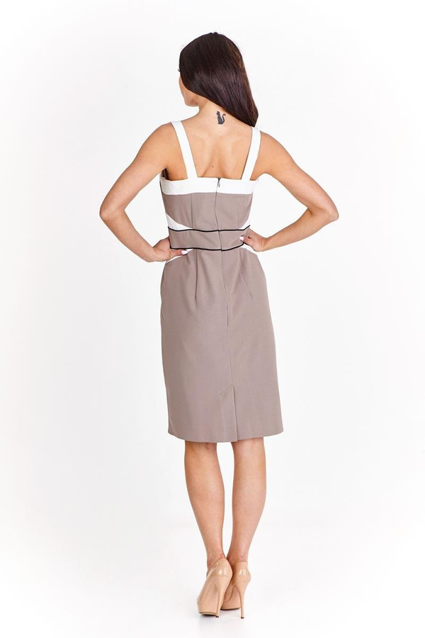 Sukienka FSU271 BEŻOWY CIEMNY EKRI