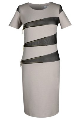 Sukienka FSU349 SZARO-BEŻOWY