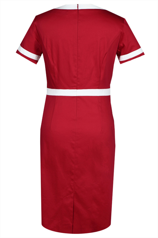 Sukienka FSU257 CZERWONY BIAŁY