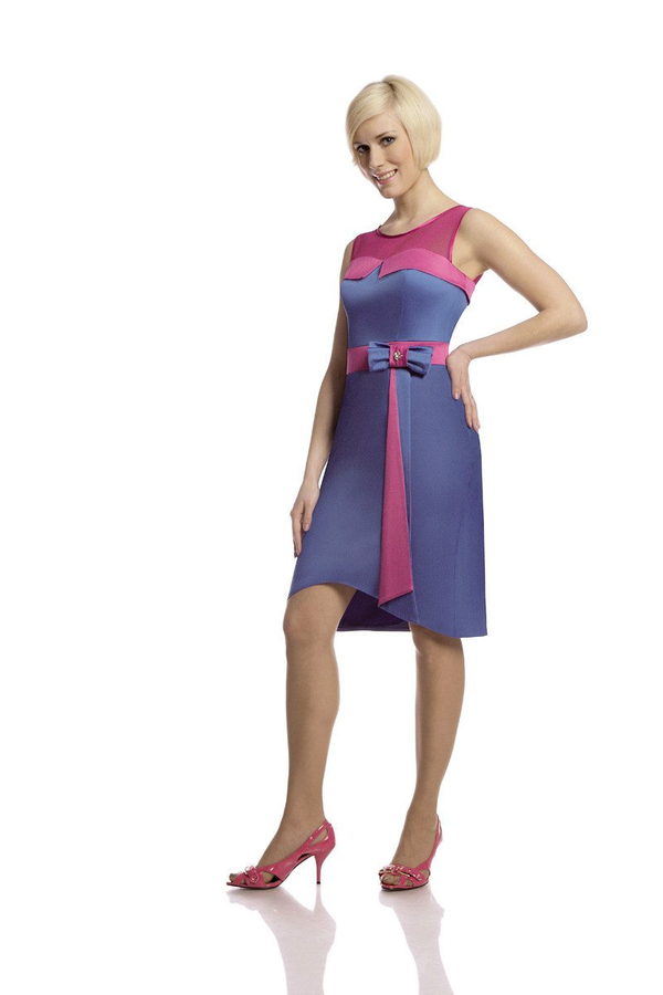 Sukienka FSU1112 CHABROWY+AMARANTOWY ŚREDNI