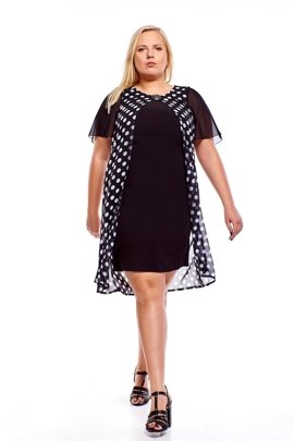Sukienka FSU1002 CZARNY + BIAŁY duże kropki
