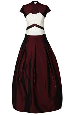 Sukienka FSU083 BORDOWY + EKRI