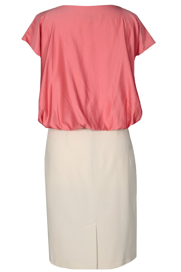 Sukienka FSU369 BEŻOWY KORALOWY