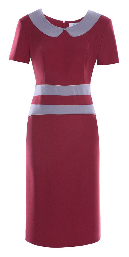 Sukienka FSU273 CZERWONY CIEMNY BEŻ CIEMNY