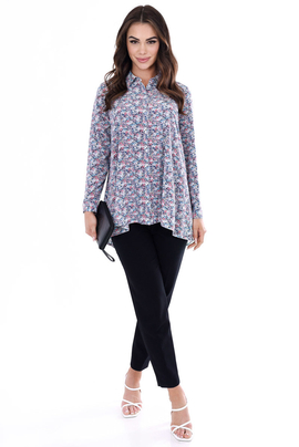 Bluzka FBZ1072 GRANATOWY koralowo niebiesko ekri kwiatki