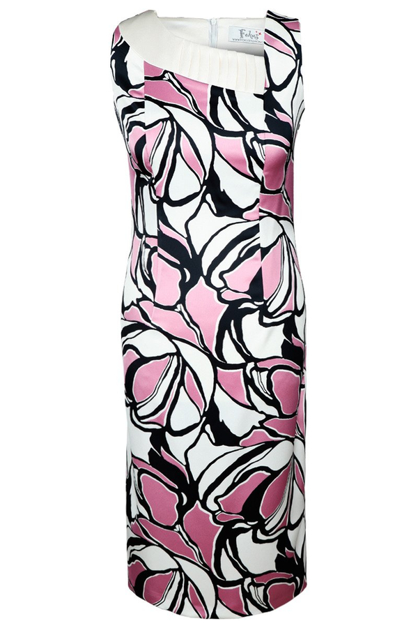 Sukienka FSU915 EKRI + RÓZOWY